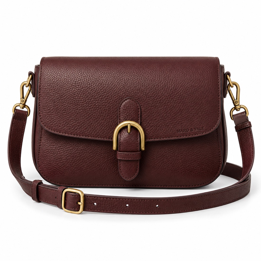White background listing photo of a leather bag